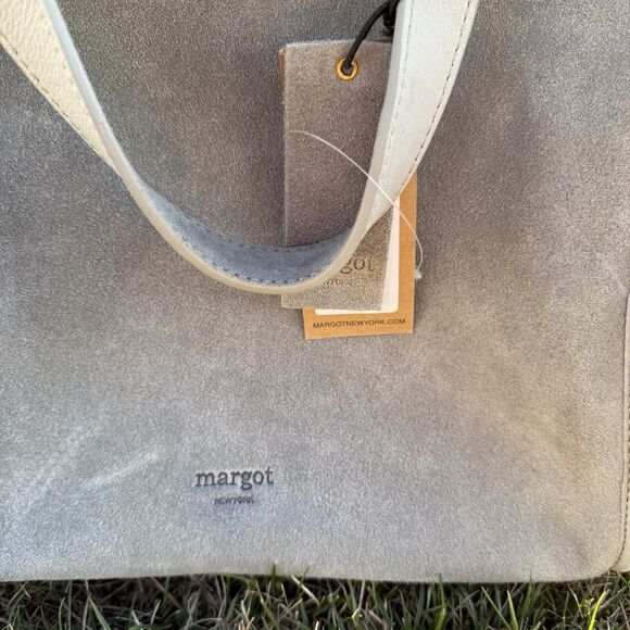 MARGOT NEW YORK JAMEE LEATHER SUEDE DOUBLE HANDLE TOTE BAG W MATCHING WALLET NWT - Picture 5 of 16
